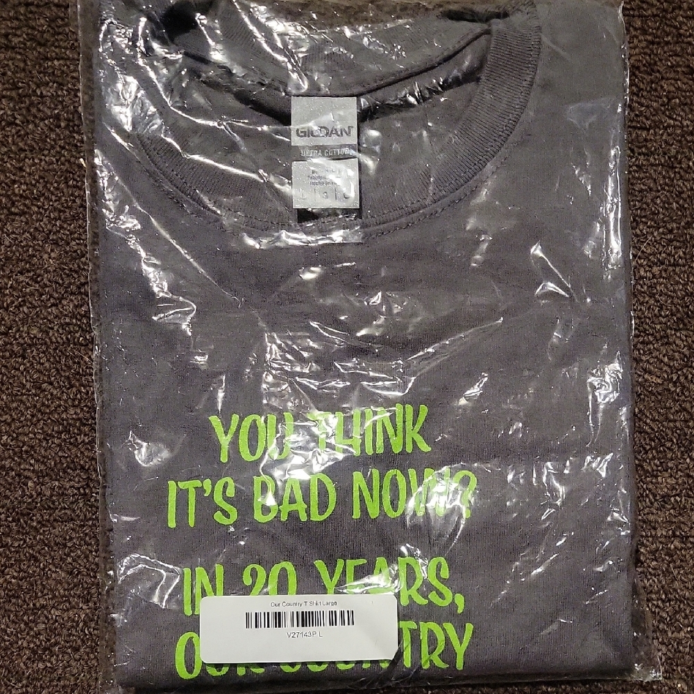 Gildan Charcoal T-Shirt with Neon Green Text